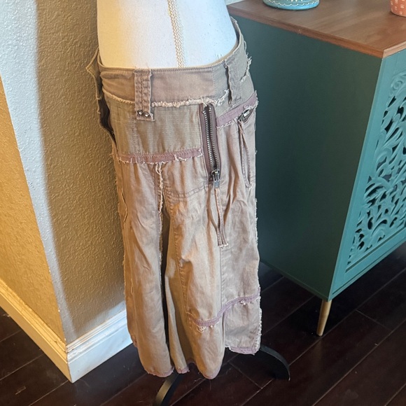Women's distressed A-Line Skirt in Tan with embroidery and so many details! EUC - Picture 16 of 16